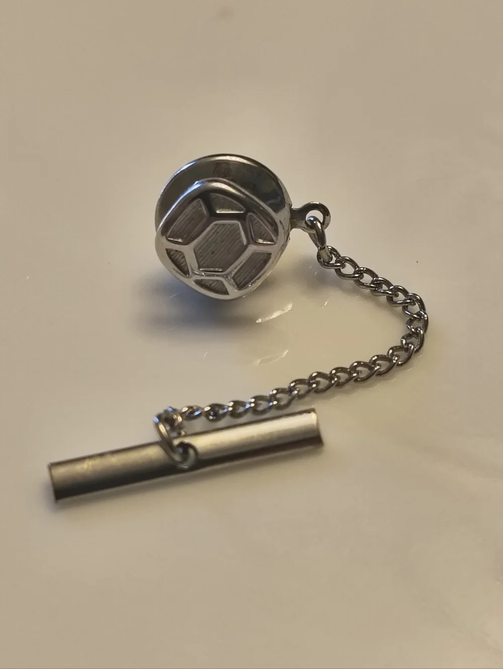 Silver Soccer Ball Style Tie Tack Pin for Men